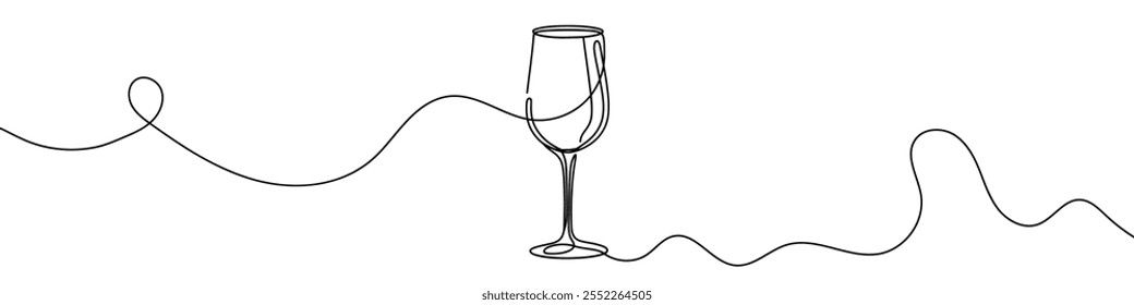 Minimalista contínuo um desenho de linha de um copo de vinho no fundo branco