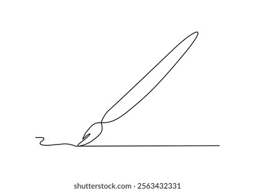 Minimalist continuous one line drawing of a Ballpoint Pen with Abstract Writing Line for Stationery and Design Projects