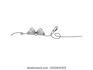 Minimalist continuous one line drawing of a Ballpoint Pen with Abstract Writing Line for Stationery and Design Projects