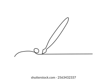 Minimalist continuous one line drawing of a Ballpoint Pen with Abstract Writing Line for Stationery and Design Projects