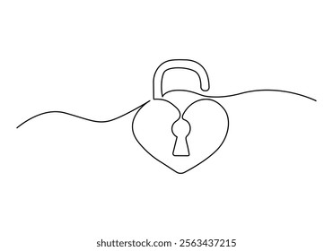 Minimalist continuous one line drawing of an Unlocked Padlock for Security and Privacy Concepts in Vector Art