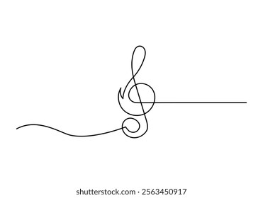 Minimalist continuous one line drawing Design Music note Symbol Vector for Modern Illustrations