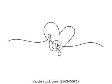 Minimalist continuous one line drawing Design Music note Symbol Vector for Modern Illustrations