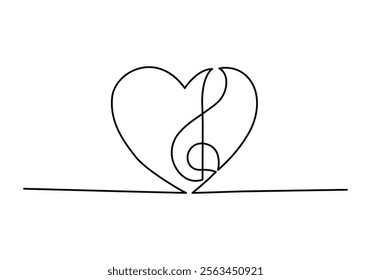 Minimalist continuous one line drawing Design Music note Symbol Vector for Modern Illustrations