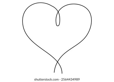 Minimalist continuous one line drawing of a heart outline for modern designs
