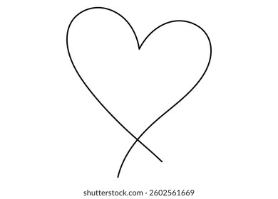 Minimalist continuous one line drawing of a heart outline for modern designs

