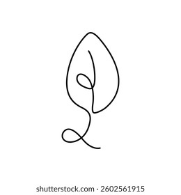 Minimalist continuous one line drawing of a single leaf