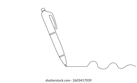 Minimalist Continuous one Line Drawing of a Pen