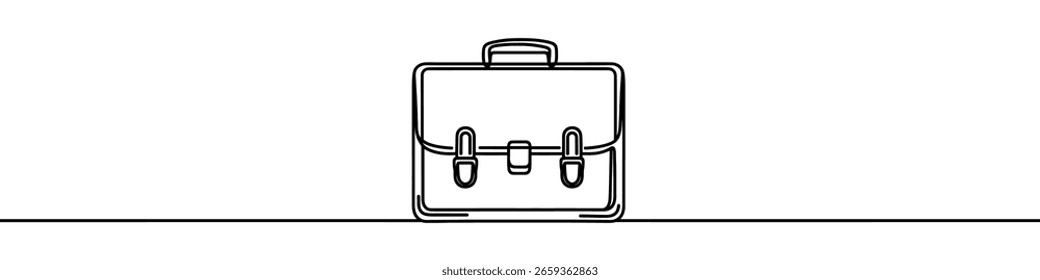 Minimalist continuous one line drawing of business bag or briefcase. Ideal for business and finance concepts