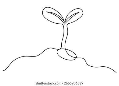 Minimalist continuous one line drawing of grass and a flower, perfect for modern art and design projects