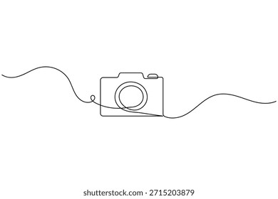 Dibujo continuo minimalista de una línea de una cámara Fotografía Vector Icon Art.