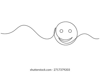Minimalistische kontinuierliche Ein-Linien-Zeichnung eines Happy Smiley Face Emoji Icon Vector