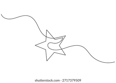 Dibujo continuo minimalista de una línea de una Ilustración vectorial de estrella sobre fondo blanco