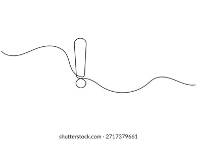 Dibujo continuo minimalista de una línea del símbolo de signo de exclamación para el concepto de alerta y advertencia