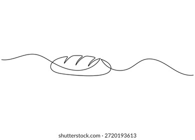 Minimalist continuous one line drawing of a fresh loaf of bread