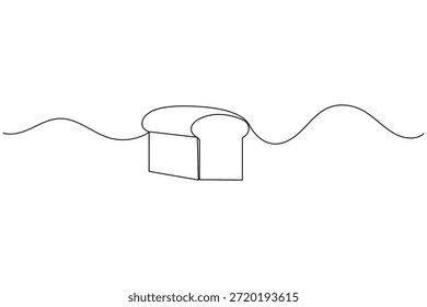 Minimalist continuous one line drawing of sliced bread loaf