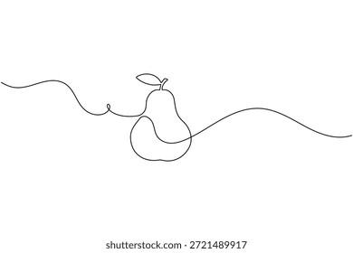 Minimalist continuous one line drawing of a pear fruit