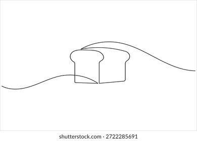 Desenho minimalista contínuo de uma linha de um pão fresco fatiado
