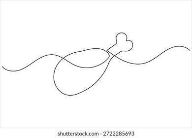Dibujo continuo minimalista de una línea de una pierna de palillo de pollo