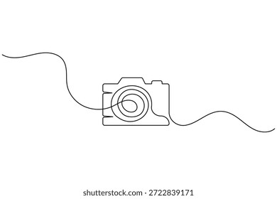 Minimalistische durchgehende einzeilige Zeichnung eines Fotokameravektors