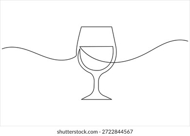 Dibujo continuo minimalista de una línea de copa de vino elegante