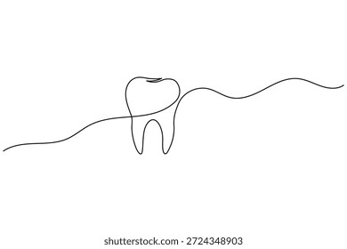 Desenho minimalista contínuo de uma linha de dentes humanos dentais cuidado esboço ilustração