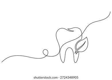 Desenho minimalista contínuo de uma linha de dentes humanos dentais cuidado esboço ilustração