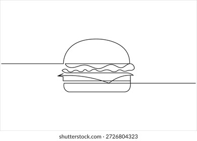 Dibujo continuo minimalista de una línea de un Vector de hamburguesa