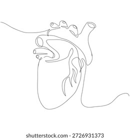 Desenho minimalista contínuo de uma linha de um símbolo de coração.