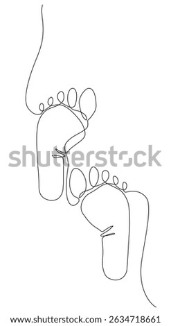Minimalist continuous one line drawing of two human footprints. Simple and abstract style, ideal for design, decoration, or conceptual artwork. Vector Editable stroke