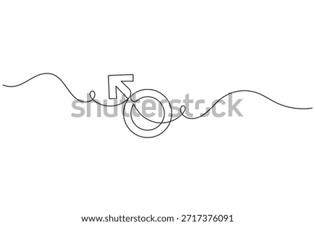 Minimalist Continuous One Line Drawing of Male Gender Mars Symbol