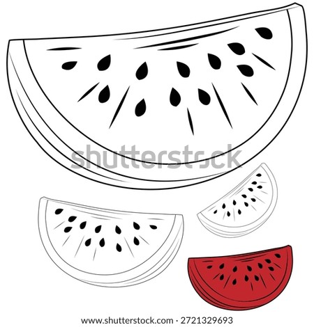 Minimalist continuous one line drawing of a juicy watermelon slice art with seeds and rind detail vector