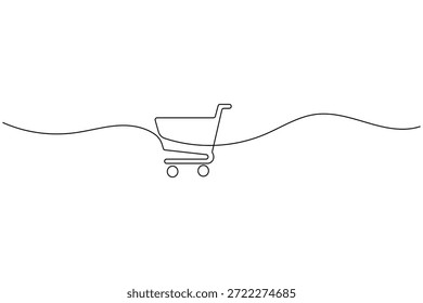 Minimalist continuous one line shopping cart icon for e commerce retail