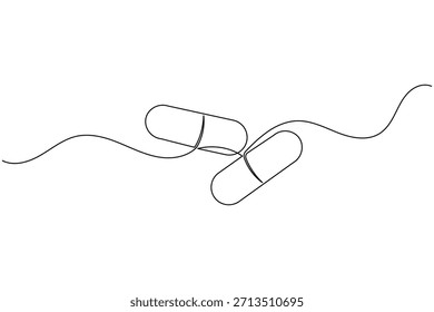  minimalist continuous single line art drawing featuring two medical capsules