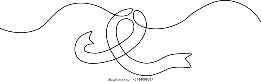 Minimalista arte de una sola línea continua de un símbolo de conciencia del cáncer