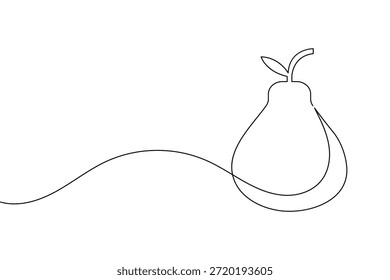 Ilustração minimalista contínua da fruta da pera da arte da linha única