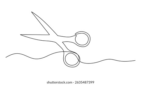 Minimalista Continuo Dibujo de una sola línea de tijeras
