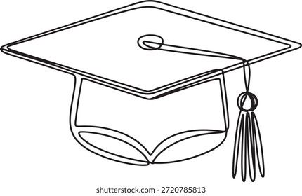 Un dibujo minimalista continuo de una sola línea o un esquema de Vector que representa el logro educativo y la finalización de los estudios.