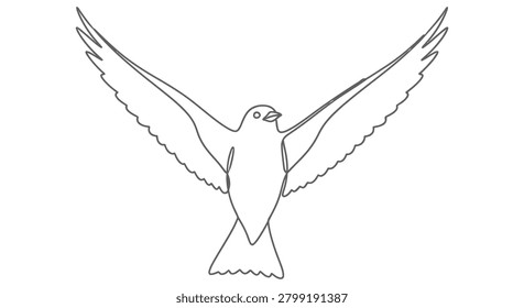 Minimalist continuous single line drawing of a flying bird with outstretched wings minimalist continuous silhouette wildlife creative abstract illustration graceful creature isolated