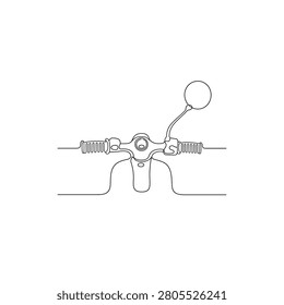 Minimalist continuous single line drawing of a retro scooter handlebar grip and side mirror stem