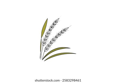 Minimalist continuous wheat line art design isolated outline Illustration  modern and clean agricultural artwork vector Art 