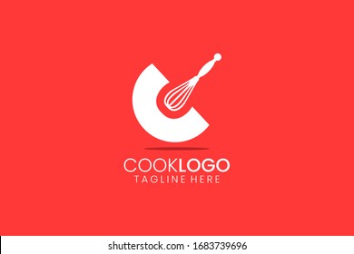 Minimalist cooking logo, letter C vector logo