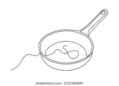 Minimalist cooking pan continuous line drawing simple style outline
