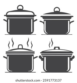 Minimalist Cooking Pot Icons Set.