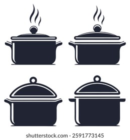 Minimalist Cooking Pot Icons Set.