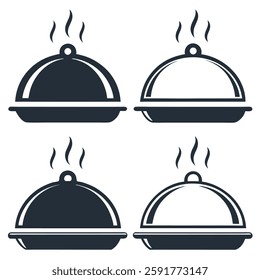 Minimalist Cooking Pot Icons Set.