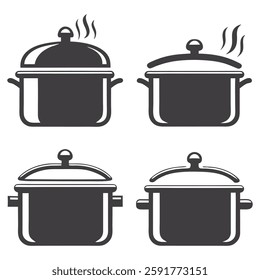 Minimalist Cooking Pot Icons Set.