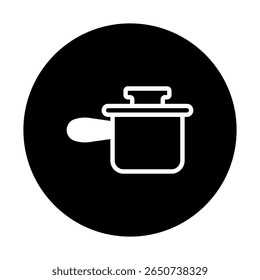 Minimalist cooking pot illustration on black background showcasing kitchenware design and culinary arts for modern presentation
