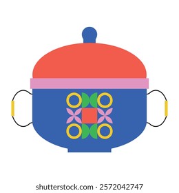 Minimalist cooking pot. Isolated vector illustration.