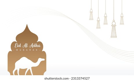 Diseño de plantillas minimalista y genial para carteles y fondos de pantalla para las celebraciones de Eid al-Adha para musulmanes de todo el mundo